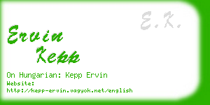 ervin kepp business card